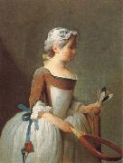 Jean Baptiste Simeon Chardin girl with shuttlecock oil painting picture wholesale